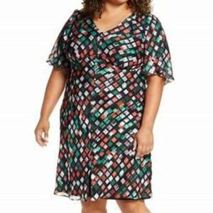 NWT -Maree Pour Toi Geo Pattern Button Front Dress